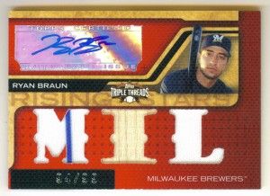 2008 Topps Triple Threads Baseball Cards Ryan Braun Auto Ryan Braun Triple AUto