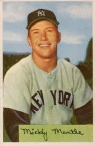 54bowman-065 1954 Bowman Mickey Mantle Baseball Card