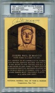 Joe DiMaggio Autographed HOF Plaque Card