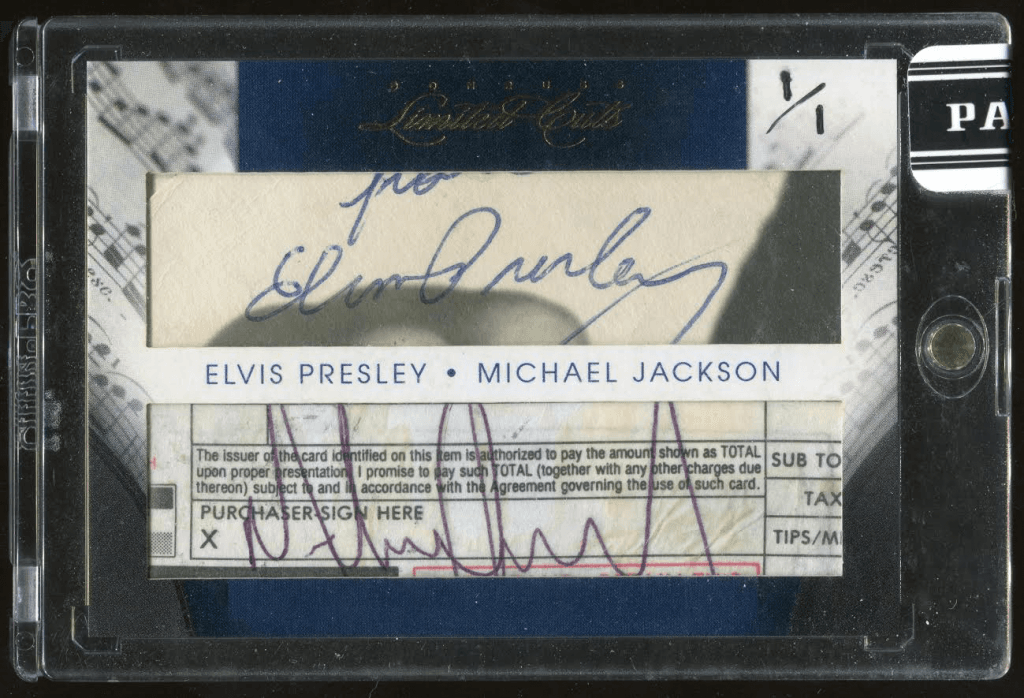 Elvis Presley Michael Jackson Autographed Card - Front